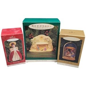 VTG Lot of 3 Hallmark Keepsake Christmas Ornaments Glorious Angle, Holly Night..
